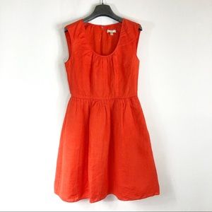 J Crew coral 100% linen sleeveless dress